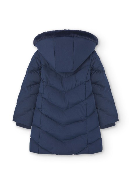 Geaca lunga fete 4-16 ani, gluga detasabila cu blanita, albastru sidefat, Boboli [2]