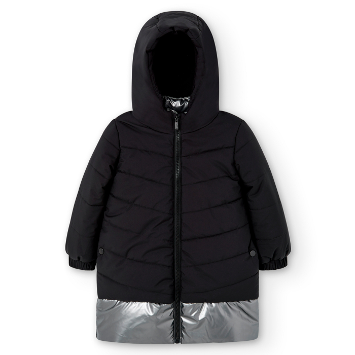 Geaca neagra fete 4-14 ani, material impermeabil, gluga, brand Boboli [5]