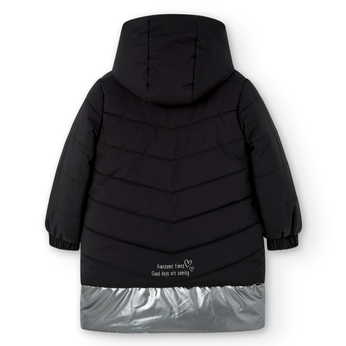 Geaca neagra fete 4-14 ani, material impermeabil, gluga, brand Boboli [2]