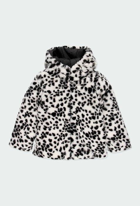 Geaca reversibila cu blanita, animal print, neagra, Boboli [1]