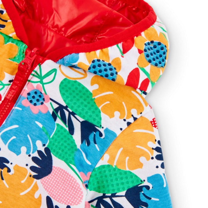 Geaca reversibila fetite cu gluga, rosie, Boboli [9]