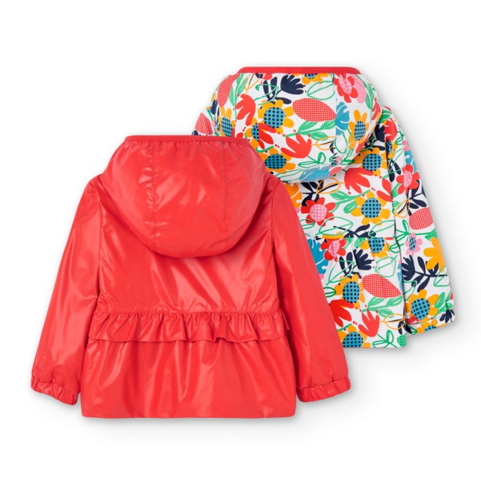 Geaca reversibila fetite cu gluga, rosie, Boboli [2]