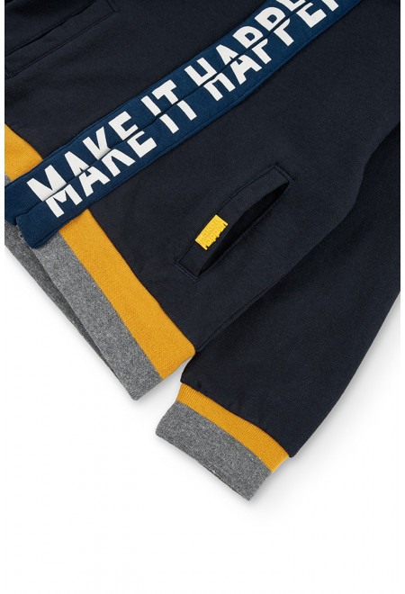 Hanorac baiat cu gluga, bumbac, bleumarin, Boboli [4]