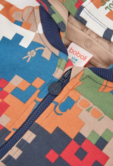 Hanorac baieti, bumbac better cotton, gluga detasabila, multicolor, brand BOBOLI [3]