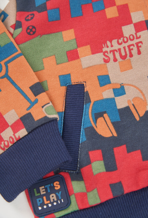Hanorac baieti, bumbac better cotton, gluga detasabila, multicolor, brand BOBOLI [4]