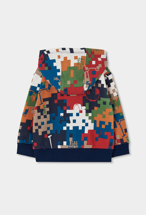 Hanorac baieti, bumbac better cotton, gluga detasabila, multicolor, brand BOBOLI [2]