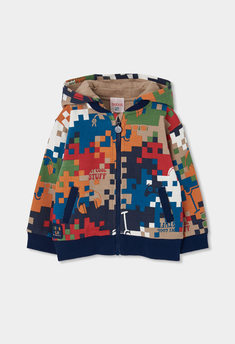 Hanorac baieti, bumbac better cotton, gluga detasabila, multicolor, brand BOBOLI [1]