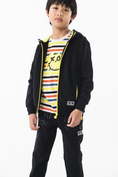 Hanorac bumbac better cotton cu gluga baieti 4-16 ani, negru, Boboli [1]