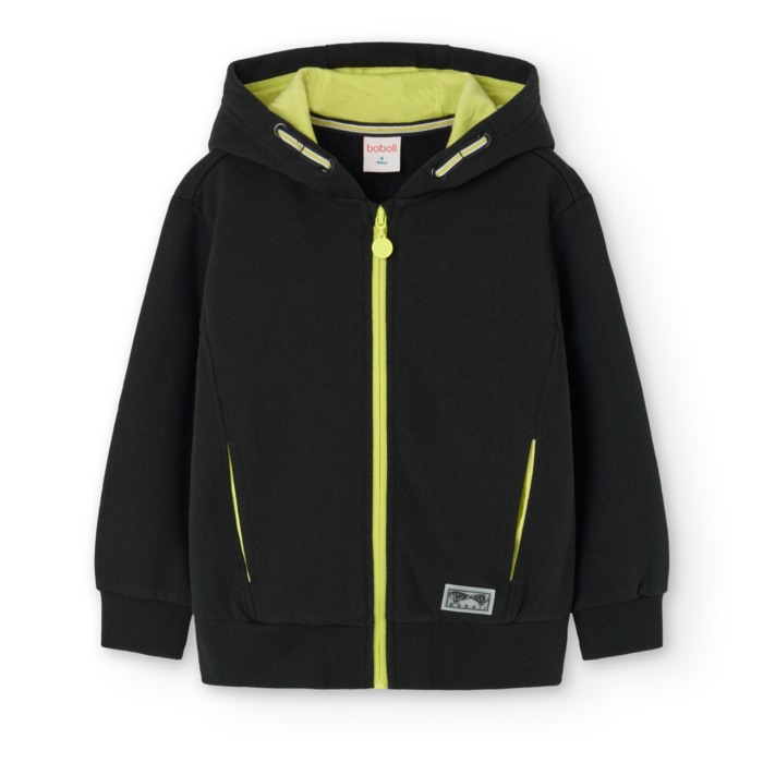 Hanorac bumbac better cotton cu gluga baieti 4-16 ani, negru, Boboli [3]
