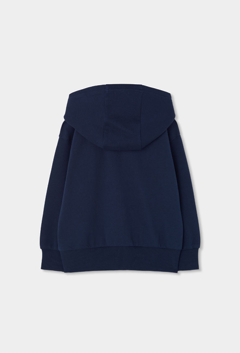 Hanorac cu gluga baieti, bumbac better cotton, broderie text, navy, brand Boboli [3]