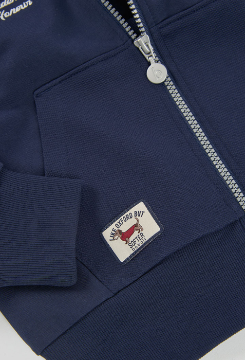 Hanorac cu gluga baieti, bumbac better cotton, broderie text, navy, brand Boboli [5]