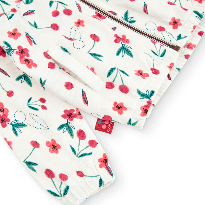 Hanorac fetite 1-8 ani cu gluga detasabila, bumbac oeko tex, imprimeu floral, brand Boboli [6]