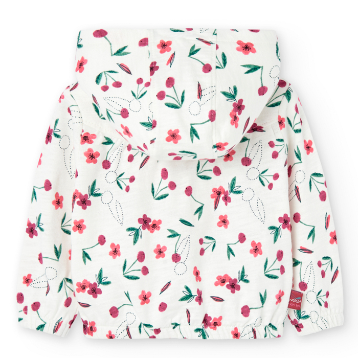 Hanorac fetite 1-8 ani cu gluga detasabila, bumbac oeko tex, imprimeu floral, brand Boboli [3]