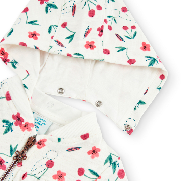 Hanorac fetite 1-8 ani cu gluga detasabila, bumbac oeko tex, imprimeu floral, brand Boboli [5]