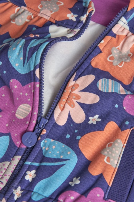Hanorac fetite cu gluga, bumbac better cotton, imprimeu floral mov, brand Boboli [3]