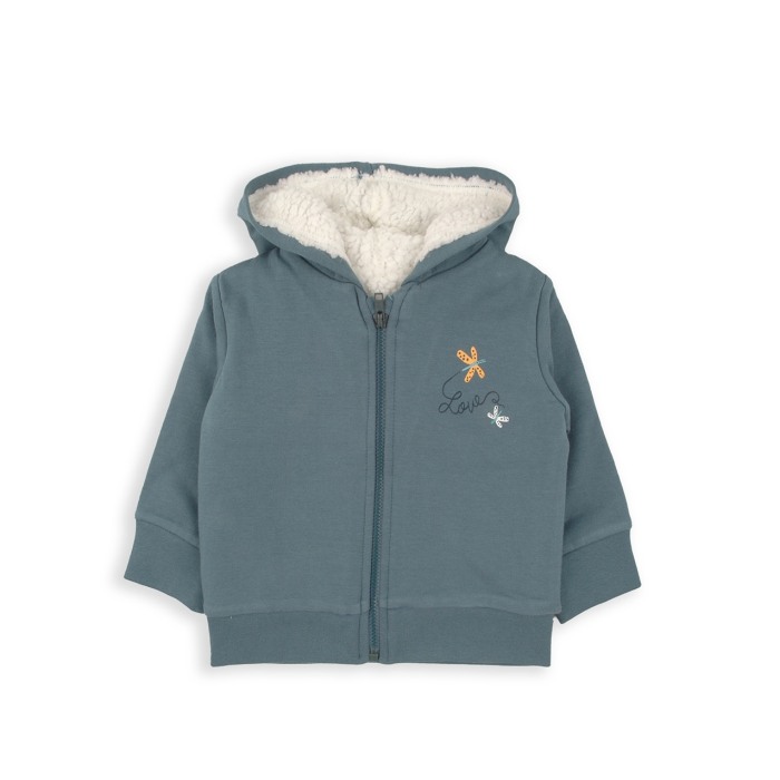 Hanorac fetite cu gluga, imprimeu fluturi, turcoaz, Babybol [1]