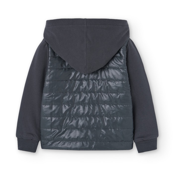 Jacheta fete fleece cu gluga, vatuita, bumbac, gri, brand Boboli [2]