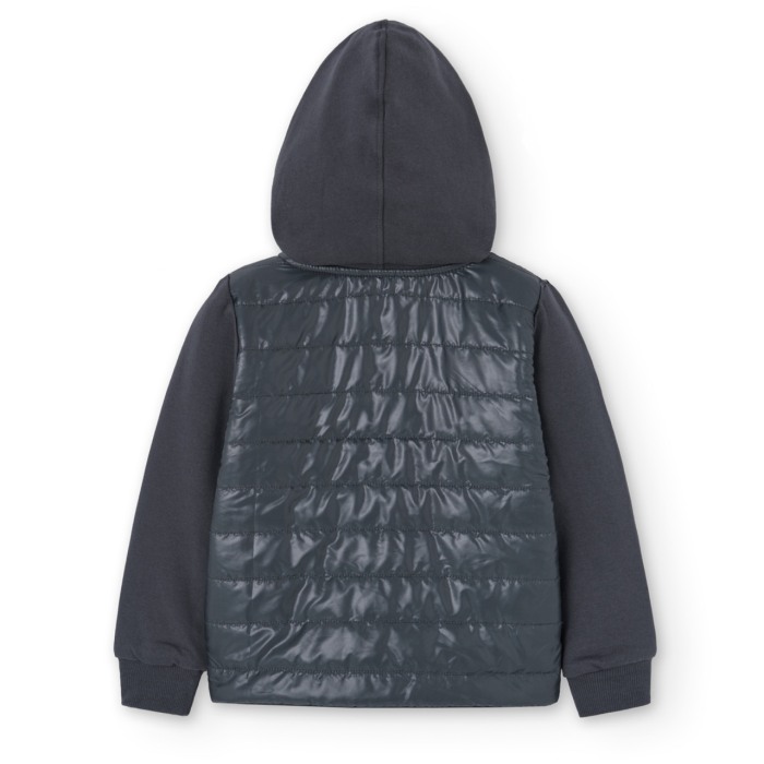 Jacheta fete fleece cu gluga, vatuita, bumbac, gri, brand Boboli [6]