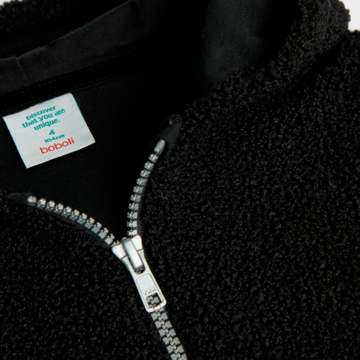 Jacheta fete vatuita cu gluga, aspect carliontat, neagra, Boboli [3]