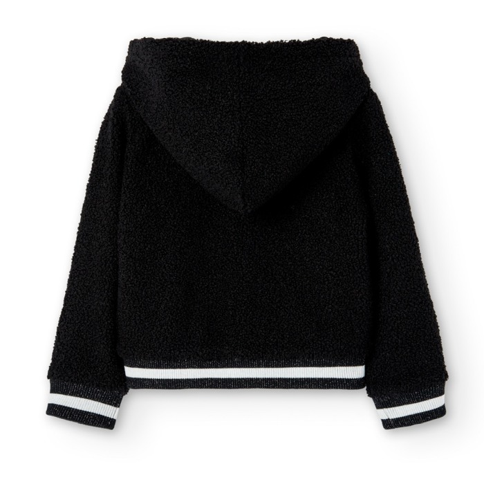 Jacheta fete vatuita cu gluga, aspect carliontat, neagra, Boboli [2]