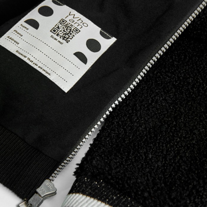 Jacheta fete vatuita cu gluga, aspect carliontat, neagra, Boboli [4]