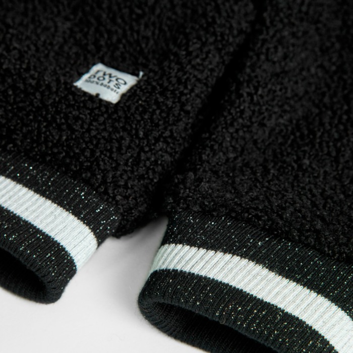 Jacheta fete vatuita cu gluga, aspect carliontat, neagra, Boboli [5]