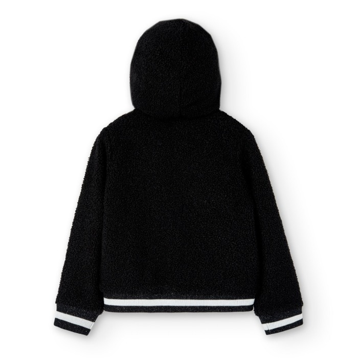 Jacheta fete vatuita cu gluga, aspect carliontat, neagra, Boboli [7]