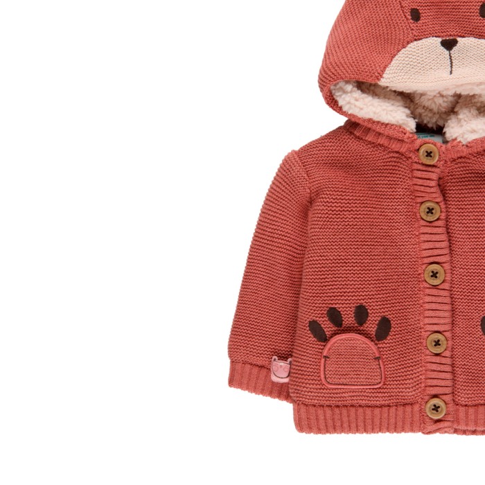 Jacheta tricot fetita, imblanita, gluga detasabila, Boboli [5]