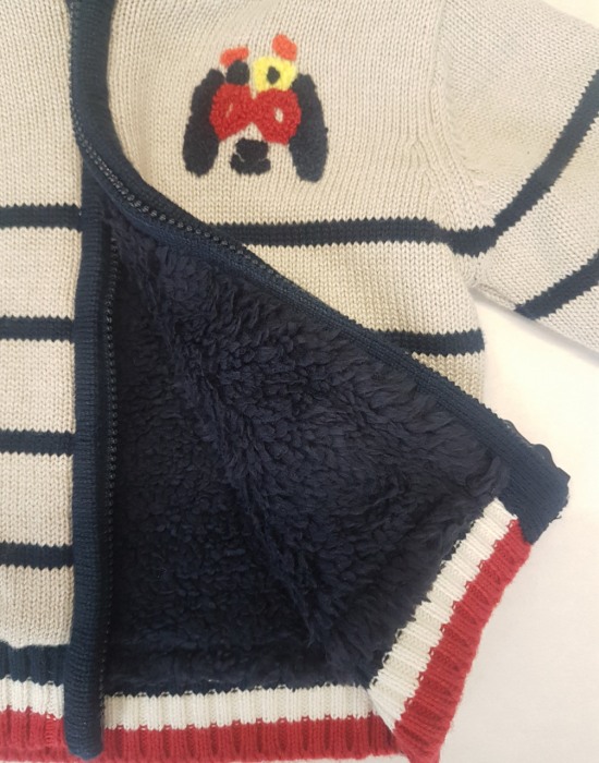Jacheta tricot imblanita cu gluga baiat bebe, Babybol [2]