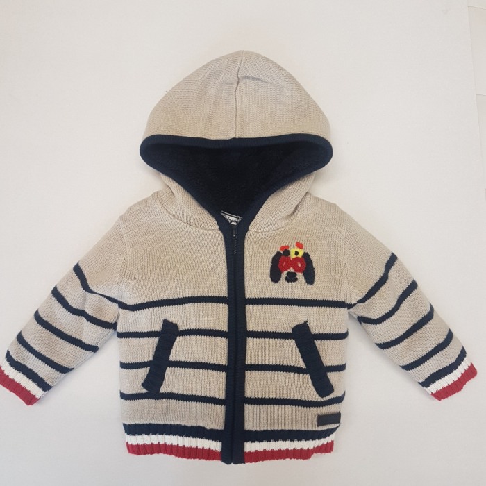 Jacheta tricot imblanita cu gluga baiat bebe, Babybol [1]