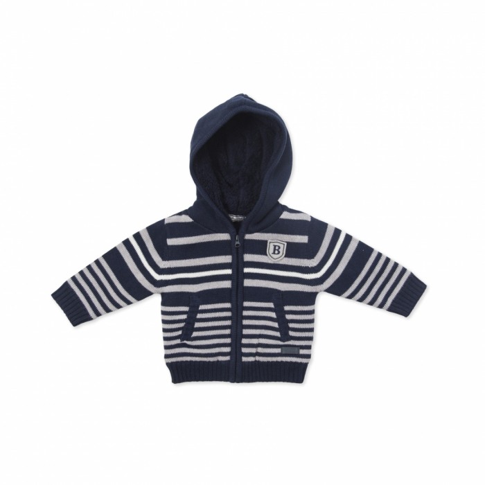 Jacheta tricotata cu gluga Babybol, navy [1]