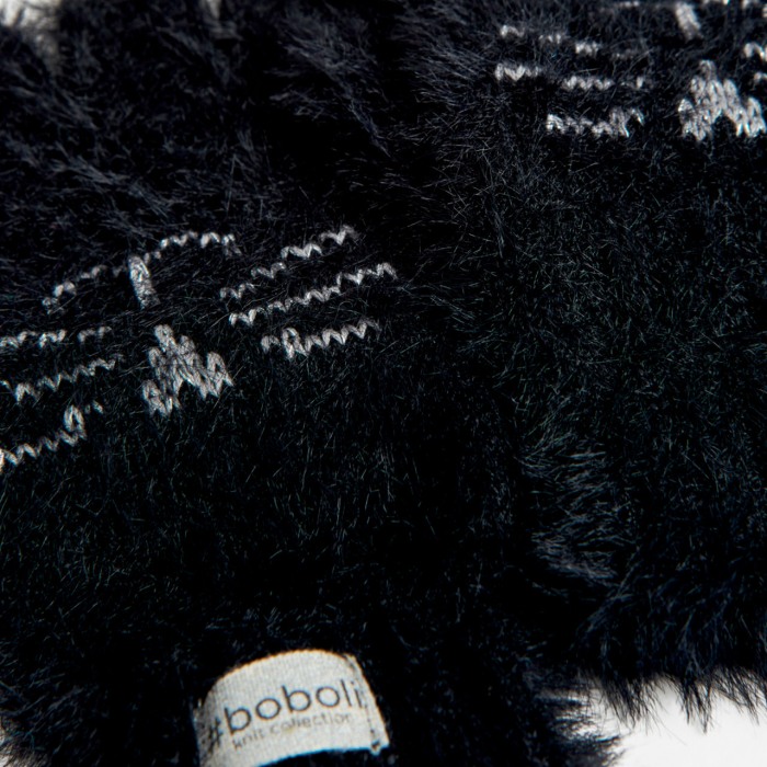 Manusi cu degete tricot fete, broderie mustati pisica, negre, Boboli [3]