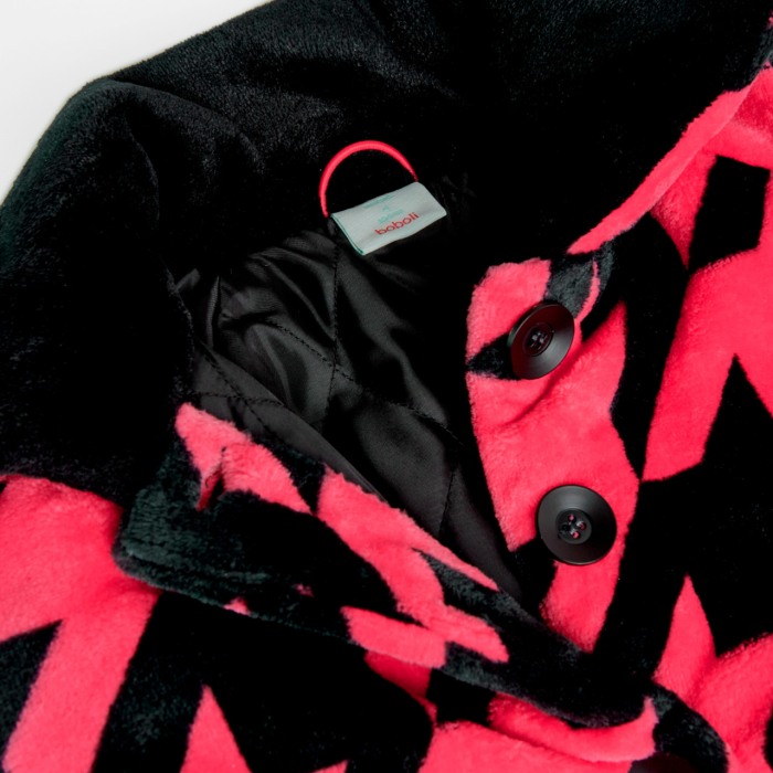 Palton catifelat fete 4-16 ani, matlasat, roz/negru, Boboli [4]