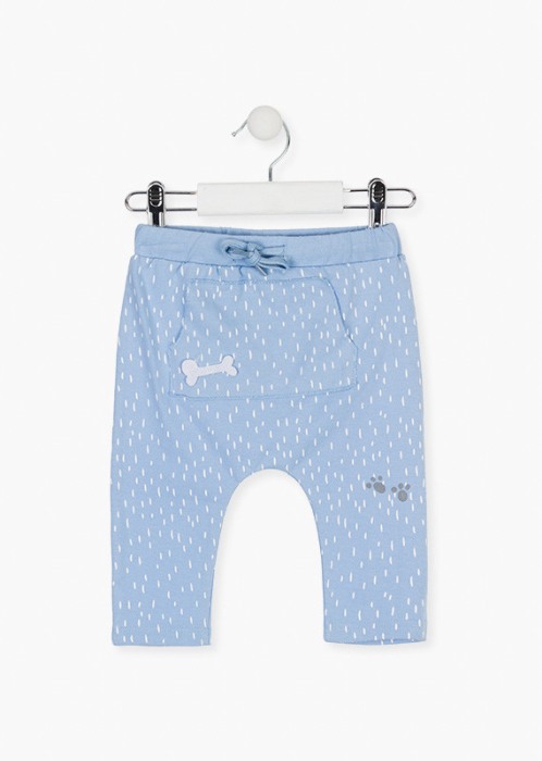 Pantalon lung bebe baiat bumbac, bleu, Losan [1]