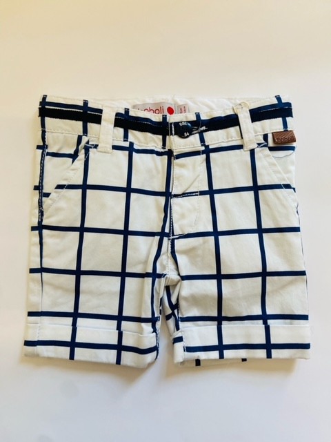 Pantalon scurt bebe baiat, satin mat, dungi navy, Boboli [1]