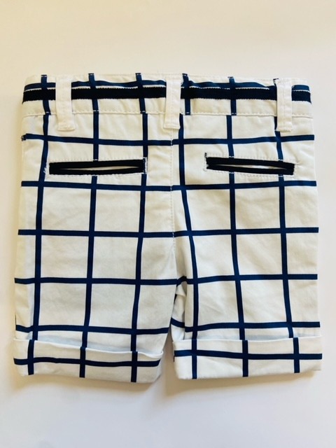Pantalon scurt bebe baiat, satin mat, dungi navy, Boboli [2]