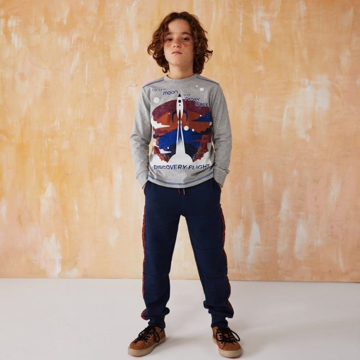 Pantalon trening baieti vatuit, navy, Boboli [1]