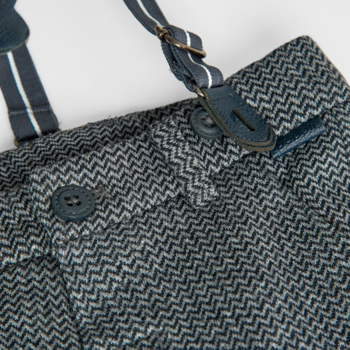 Pantaloni cu bretele baieti, gri antarcit, Boboli [3]