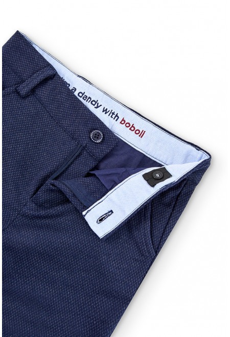 Pantaloni eleganti baiat, jacard, bleumarin, Boboli [3]