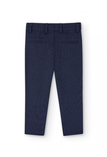 Pantaloni eleganti baiat, jacard, bleumarin, Boboli [2]