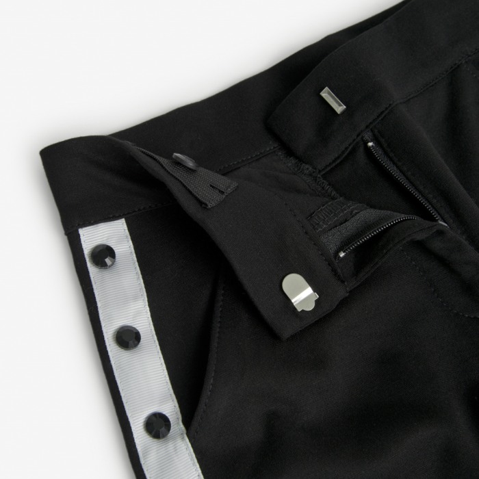 Pantaloni eleganti fete, scurti,negri cu banda alba, BOBOLI [4]