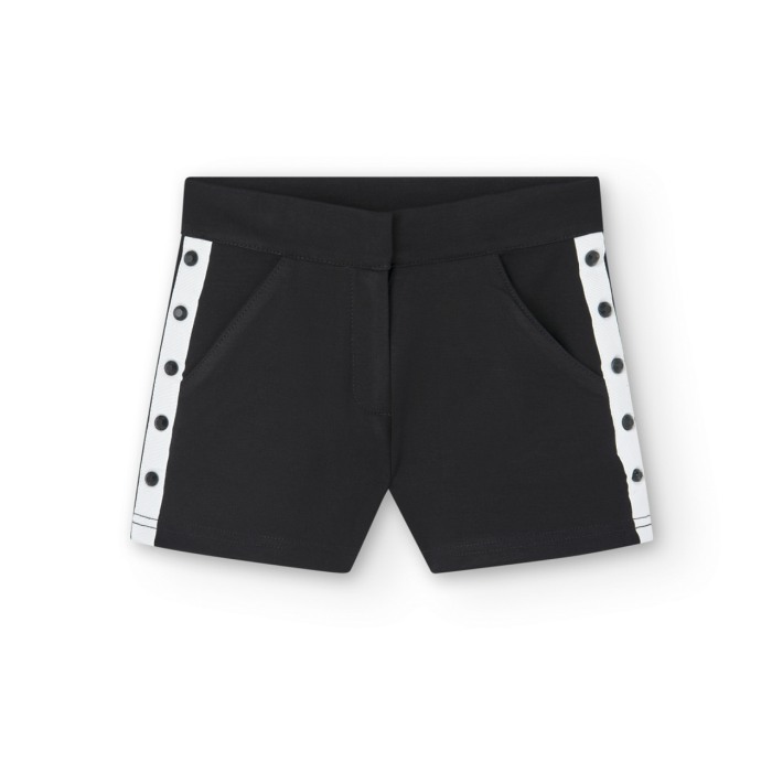 Pantaloni eleganti fete, scurti,negri cu banda alba, BOBOLI [2]