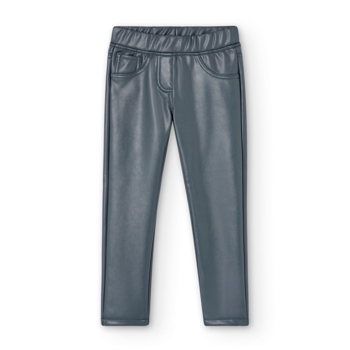 Pantaloni fete piele ecologica, tip colant, vatuit, gri, Boboli [1]