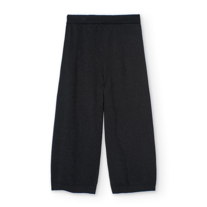 Pantaloni fete tricot, model larg, negru cu insertii fine lurex, brand Boboli [3]