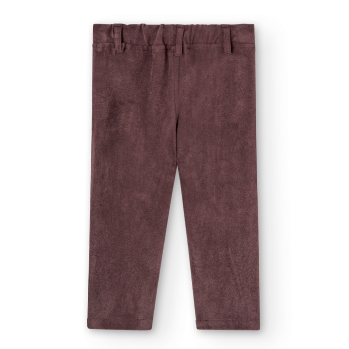 Pantaloni fetite, piele intoarsa eco, maro, Boboli [2]