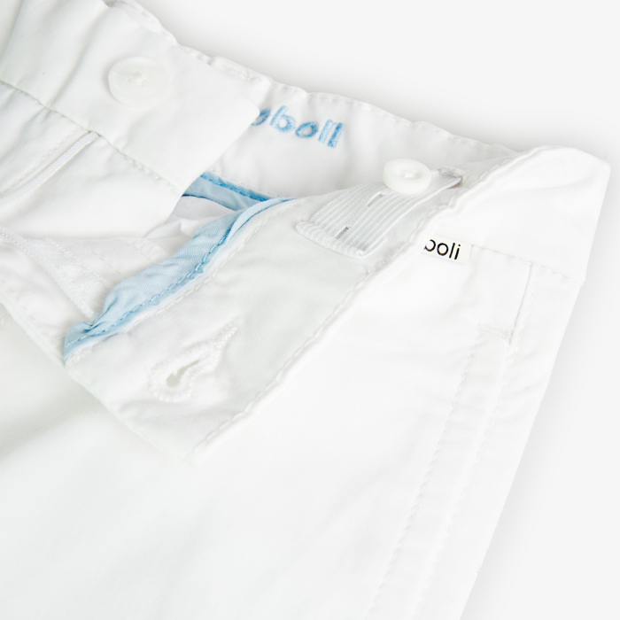 Pantaloni scurti baieti, bumbac saten, alb, brand Boboli [3]