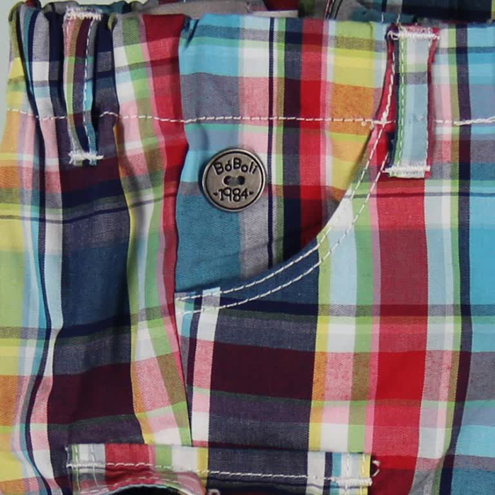 Pantaloni scurti bebe baiat, bumbac 100%, carouri multicolor, brand Boboli [3]