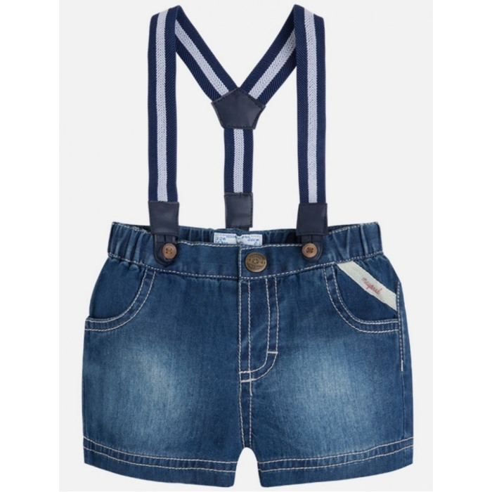 Pantaloni scurti bebe baiat, denim, bretele ,Mayoral [2]