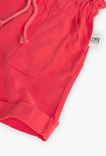 Pantaloni scurti fete, vascoza, culoare rosu, Boboli [4]