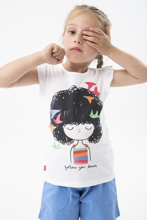 Pantaloni scurti fetite 1-8 ani, bumbac better cotton, culoare azur, brand Boboli [2]